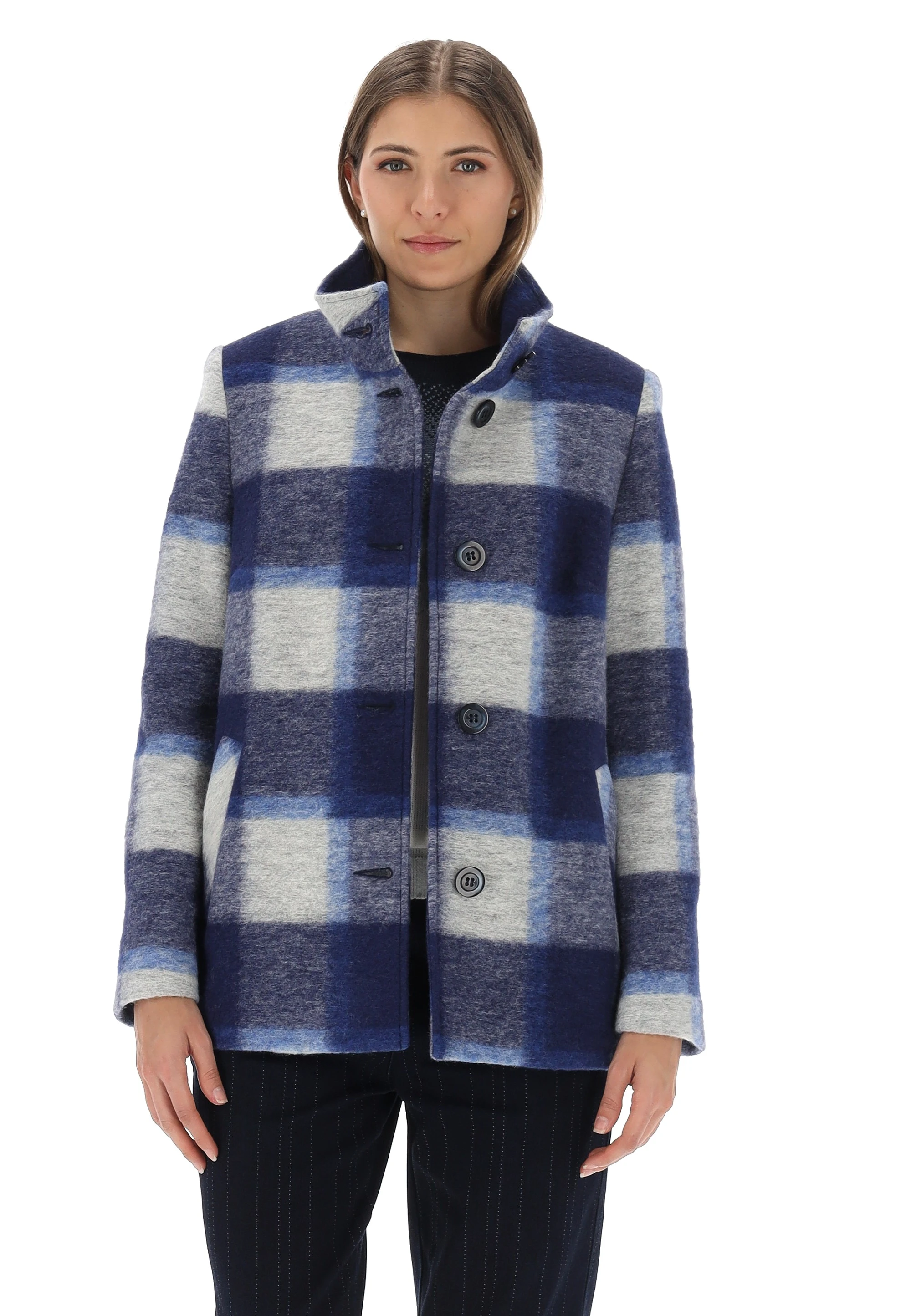 Cappotto corto a quadri in lana cotta Main&Land donna